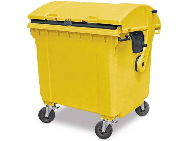 BRB-Lagertechnik Mülleimer 1100 Liter Großmüllbehälter/Müllcontainer nach EN 840, Müllcontainer aus Polyethylen (PE-HD), gelb, gelb von OTTO