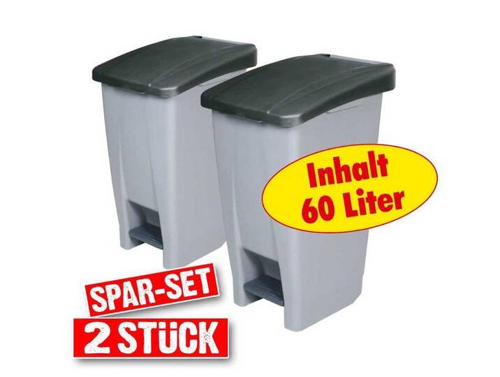 BRB-Lagertechnik Mülleimer 2 Tret-Abfallbehälter mit Rollen, BxTxH 380x490x700 mm, 60 Liter, Leichte Mülltrennung durch farbige Deckel, grau schwarz BRB-Lagertechnik Mülleimer 2 Tret-Abfallbehälter mit Rollen, BxTxH 380x490x700 mm, 60 Liter, Leichte Mülltrennung durch farbige Deckel, grau schwarz von OTTO