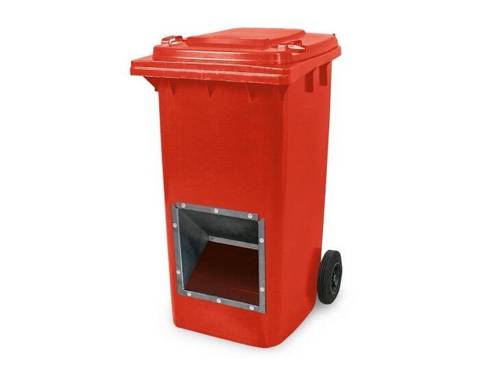 BRB-Lagertechnik Mülleimer Mobiler Streugutbehälter, 240 Liter, mit Entnahmeöffnung, Fahrbarer Streugutbehälter 240 Liter, rot, rot von OTTO
