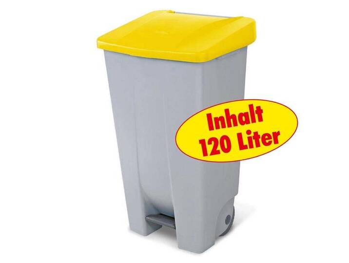 BRB-Lagertechnik Mülleimer Tret-Abfallbehälter mit Rollen, Inhalt 120 Liter, Leichte Mülltrennung durch farbige Deckel, gelb grau, gelb BRB-Lagertechnik Mülleimer Tret-Abfallbehälter mit Rollen, Inhalt 120 Liter, Leichte Mülltrennung durch farbige Deckel, gelb grau, gelb von OTTO