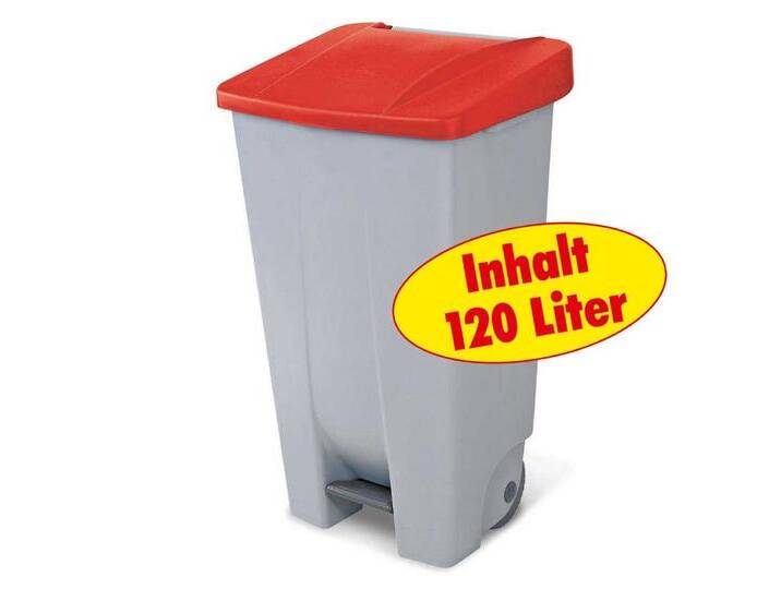 BRB-Lagertechnik Mülleimer Tret-Abfallbehälter mit Rollen, Inhalt 120 Liter, Leichte Mülltrennung durch farbige Deckel, grau rot, rot BRB-Lagertechnik Mülleimer Tret-Abfallbehälter mit Rollen, Inhalt 120 Liter, Leichte Mülltrennung durch farbige Deckel, grau rot, rot von OTTO
