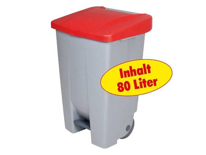 BRB-Lagertechnik Mülleimer Tret-Abfallbehälter mit Rollen, Inhalt 80 Liter, Leichte Mülltrennung durch farbige Deckel, grau rot, rot BRB-Lagertechnik Mülleimer Tret-Abfallbehälter mit Rollen, Inhalt 80 Liter, Leichte Mülltrennung durch farbige Deckel, grau rot, rot von OTTO