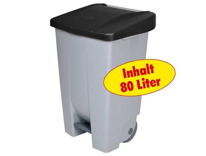 BRB-Lagertechnik Mülleimer Tret-Abfallbehälter mit Rollen, Inhalt 80 Liter, Leichte Mülltrennung durch farbige Deckel, grau schwarz, schwarz BRB-Lagertechnik Mülleimer Tret-Abfallbehälter mit Rollen, Inhalt 80 Liter, Leichte Mülltrennung durch farbige Deckel, grau schwarz, schwarz von OTTO