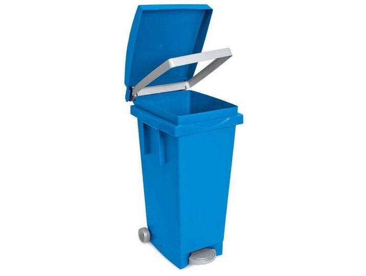 BRB-Lagertechnik Mülleimer - Tret-Abfallbehälter mit Rollen, Mit praktischem Klemmring für Müllsäcke, blau, blau von OTTO