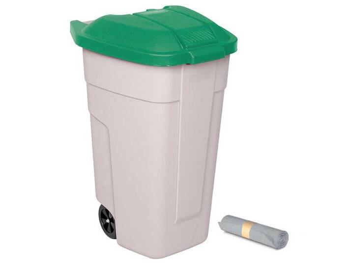 BRB-Lagertechnik Mülleimer Wertstoffsammler, Inhalt 100 Liter, Korpus beige + Müllsäcke, Fahrbare Tonne aus robustem Polypropylen-Kunststoff (PP) von OTTO