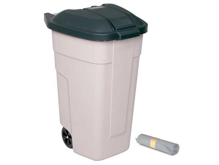 BRB-Lagertechnik Mülleimer Wertstoffsammler, Inhalt 100 Liter, Korpus beige + Müllsäcke, Fahrbare Tonne aus robustem Polypropylen-Kunststoff (PP) von OTTO