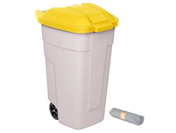 BRB-Lagertechnik Mülleimer Wertstoffsammler, Inhalt 100 Liter, Korpus beige + Müllsäcke, Fahrbare Tonne aus robustem Polypropylen-Kunststoff (PP) von OTTO