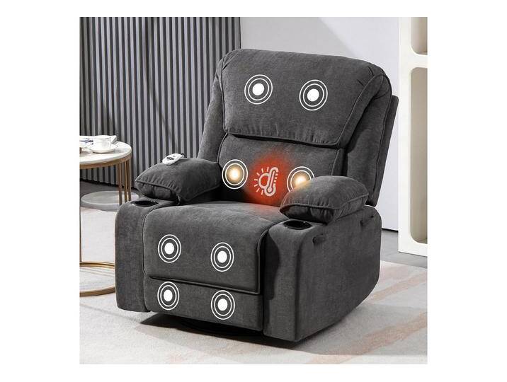 BRTHORY Massagesessel Relaxsessel mit Massagefunktion, Fernsehsessel, 360°drehbar (1-St), Massagesessel mit Liege- und Schaukel-Funktion, grau von OTTO