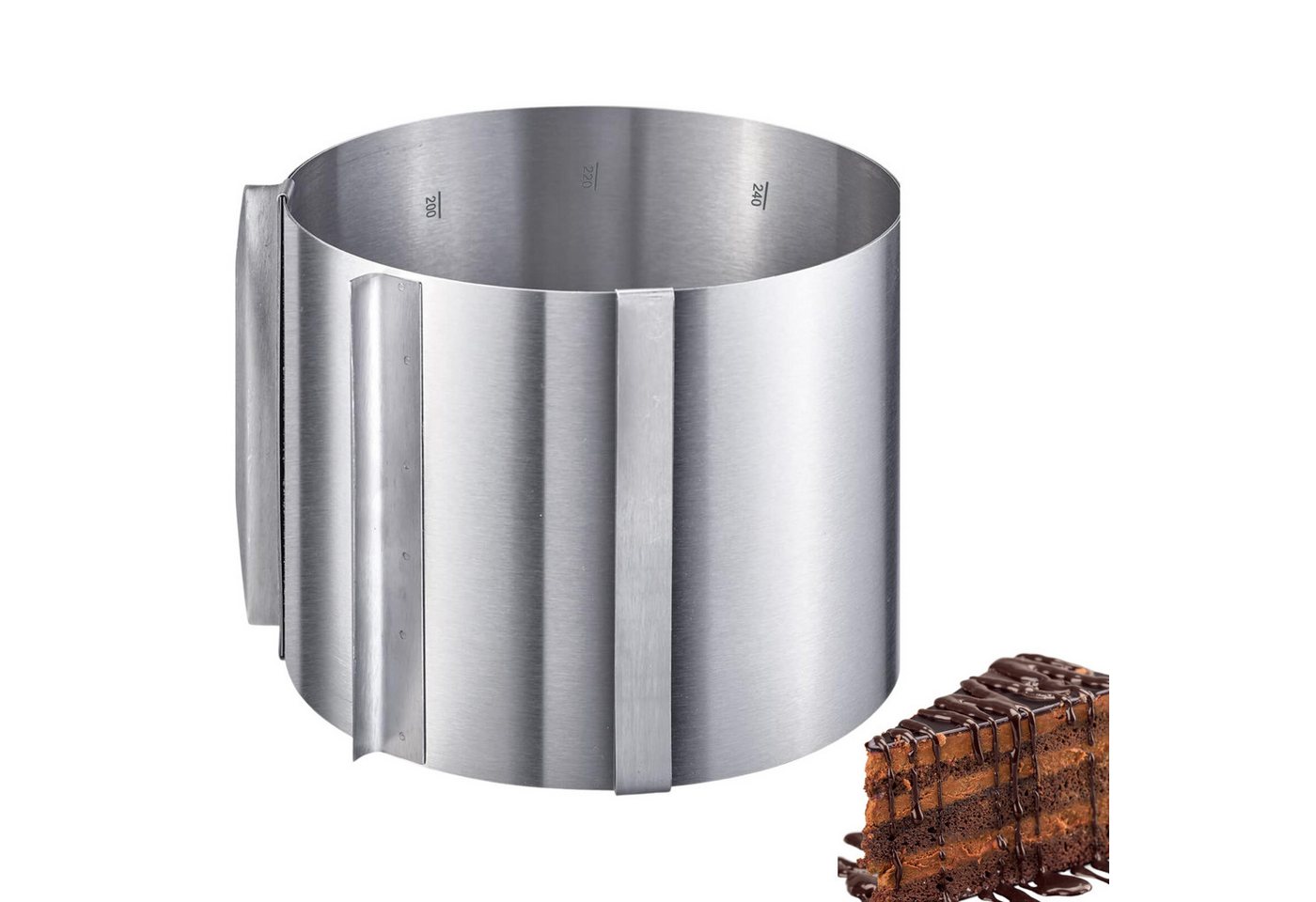 WESTMARK Backform Extra hoch: 15 cm, Ø 16 - 30 cm, Mit Skala, Rostfreier Edelstahl von WESTMARK