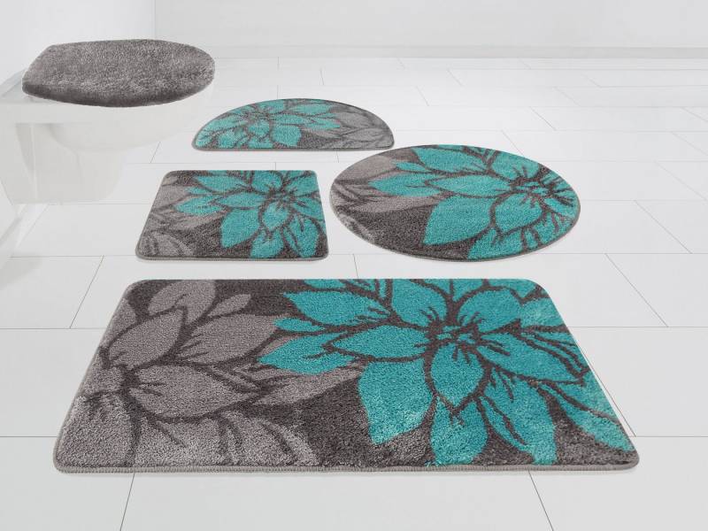 my home Badematte Susan, Höhe 15 mm, fußbodenheizungsgeeignet, strapazierfähig, Polyester, rund, Blumen-Muster, Badteppich, Badematten auch als 3 teiliges Set & rund my home Badematte Susan, Höhe 15 mm, fußbodenheizungsgeeignet, strapazierfähig, Polyester, rund, Blumen-Muster, Badteppich, Badematten auch als 3 teiliges Set & rund von my home