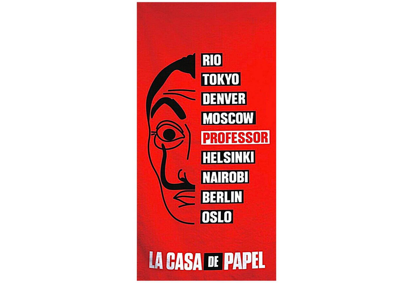 La Casa de Papel Badetuch La Casa de Papel, Baumwolle, Strandtuch 70 x 140 cm aus Baumwolle von La Casa de Papel