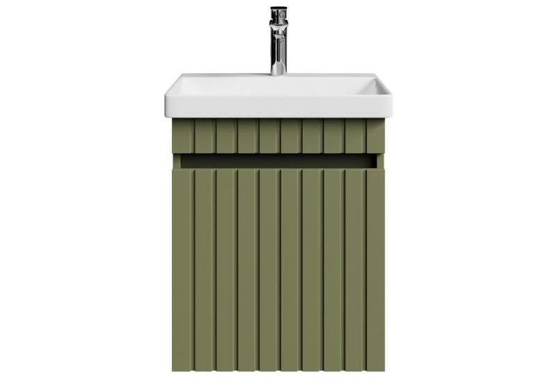 Badmöbel-Set Waschtischunterschrank 50cm mit Tür Mintgrün matt mit Armatur chrom, (Badezimmer Möbel Set, 1-St), Waschtisch mit Waschbecken von OTTO