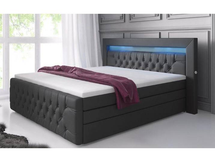 Baidani Boxspringbett Sonno, mit Stauraum, LED und USB - Anschluss, inkl. Topper und Matratze, grau, H2 (bis 70kg), Grau von OTTO