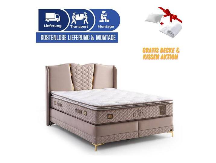 Bambi Boxspringbett mit Matratze mit Topper Polsterbett Hydraulisches Stauraumbett Luxia (2 Bettkästen, 1 Matratze mit Topper, inkl. Kopfteil, 4-St., Schlafzimmer Set), Doppelbett von OTTO