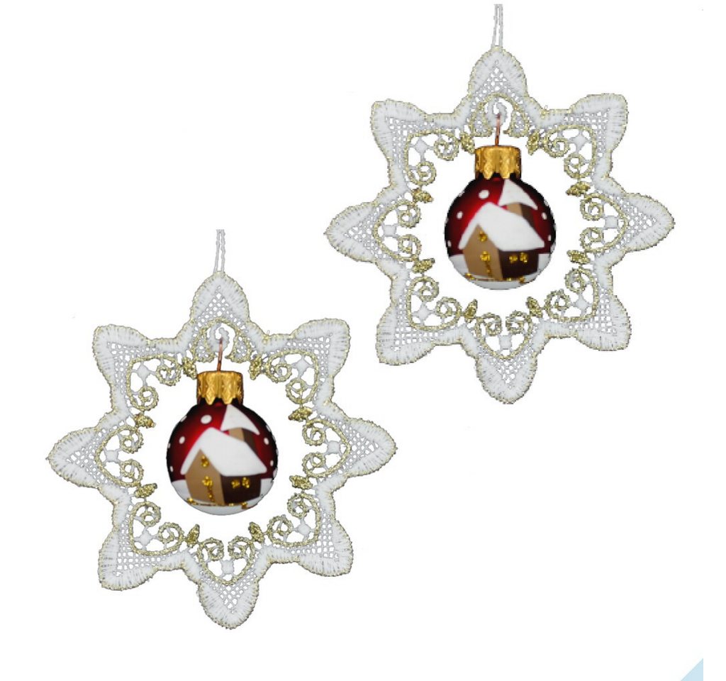 Baumbehang Baumbehang Stern mit Glaskugel, verschiedene Farben und Mengen (rot, 2 St., 2 Stück), B-4957-R-2 von OTTO