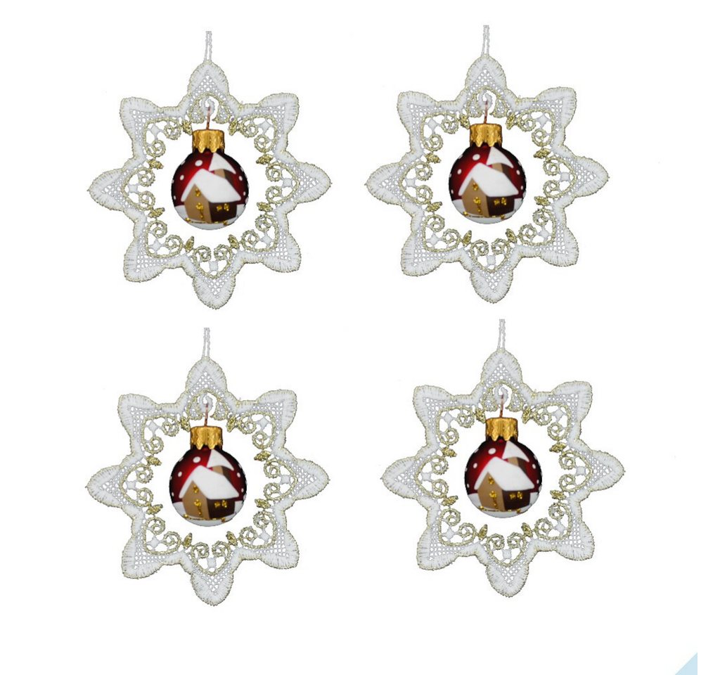 Baumbehang Baumbehang Stern mit Glaskugel, verschiedene Farben und Mengen (rot, 4 St., 4 Stück), B-4957-R-4 von OTTO