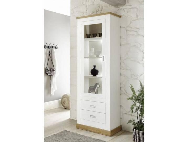 Beauty.Scouts Vitrine Hamptons - in Pinie Weiss Dekor, 73x204x40 mit Beleuchtung von OTTO