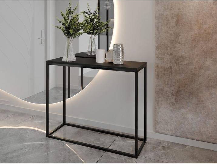 Beautysofa Konsolentisch Lofe (Mit Nachahmung Marmor, schwarz / chrom / gold Metallgestell), Ablagetisch eckig, 80x80x30 cm / 100x80x30 cm, schwarz von OTTO