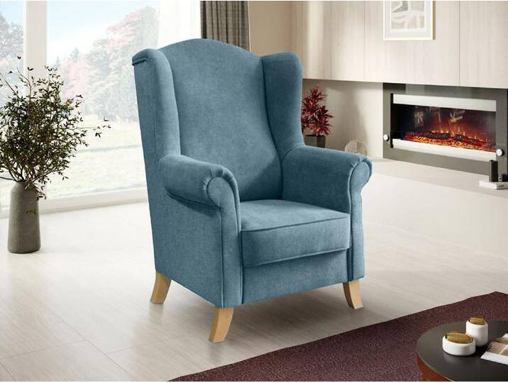 Beautysofa Ohrensessel LEONARDO Sessel Wohnzimmersessel, Fernsehsessel, blau, Beinefarbe: Buche, Velo630 (Blau) von OTTO