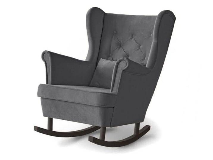 Beautysofa Schaukelsessel Fabio, mit Einbringung in die Wohnung (Holzbeine in Weiß, Buche oder Wenge Farbe), grau, Wenge, Dunkelgrau (paros06) von OTTO