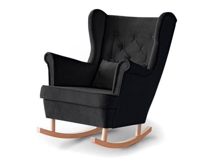 Beautysofa Schaukelsessel Fabio, mit Einbringung in die Wohnung (Holzbeine in Weiß, Buche oder Wenge Farbe), schwarz, Buche, Schwarz (kronos 07) von OTTO