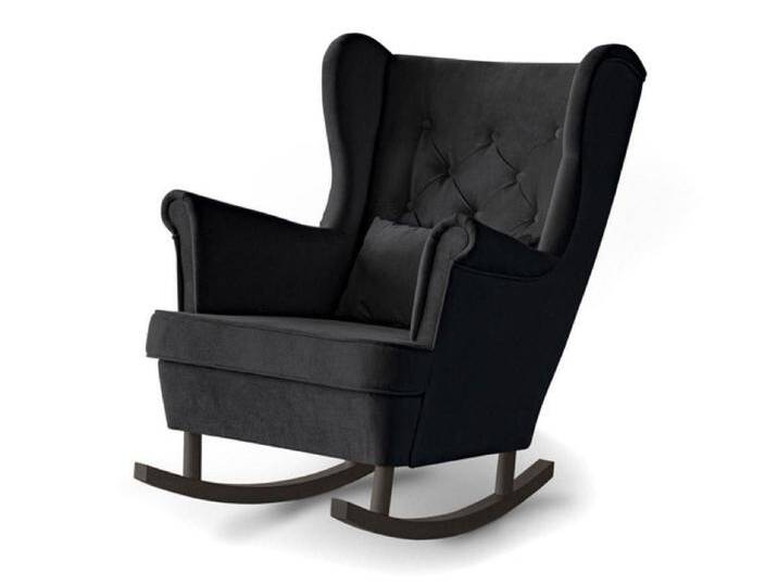 Beautysofa Schaukelsessel Fabio, mit Einbringung in die Wohnung (Holzbeine in Weiß, Buche oder Wenge Farbe), schwarz, Wenge, Schwarz (kronos 07) von OTTO