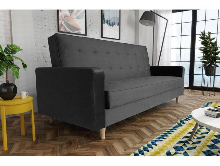 Beautysofa Schlafsofa Bamako, Sofa mit Schlaffunktion und Bettkasten, Polstersofa im skandinavischen Stil, schwarz, Schwarz (kronos 07) von OTTO