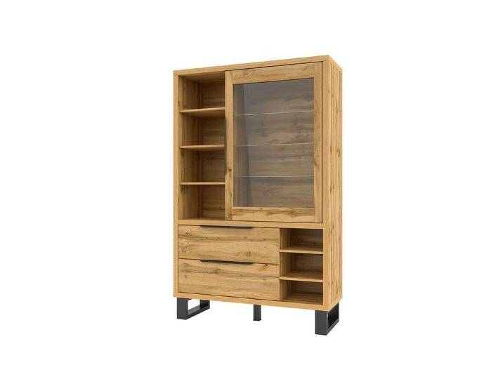 Beautysofa Vitrine HALLE Standvitrine mit Glaseinlegebode, mit Schubladen von OTTO