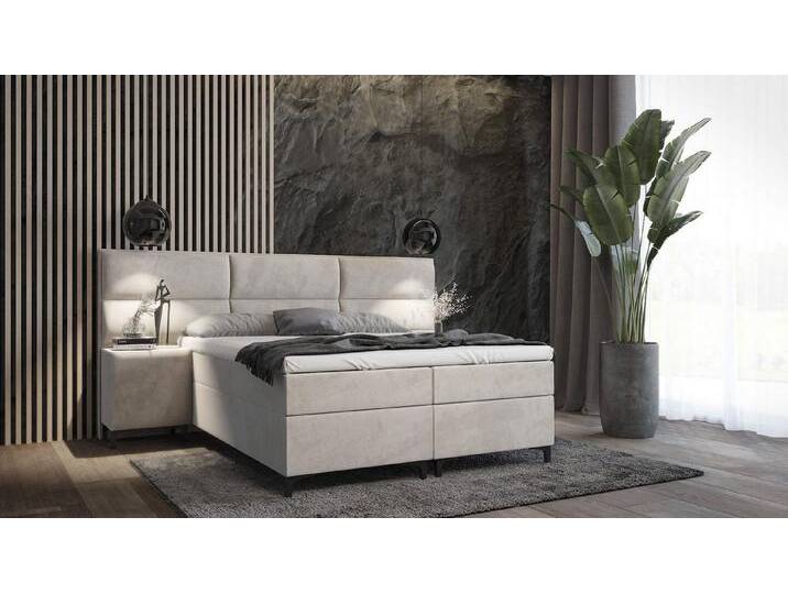Best for Home Boxspringbett Sapri mit 7 cm Topper und 2x Nachtisch, silberfarben, MitKopfteil, OhneTopper, VELUTTO15 von OTTO