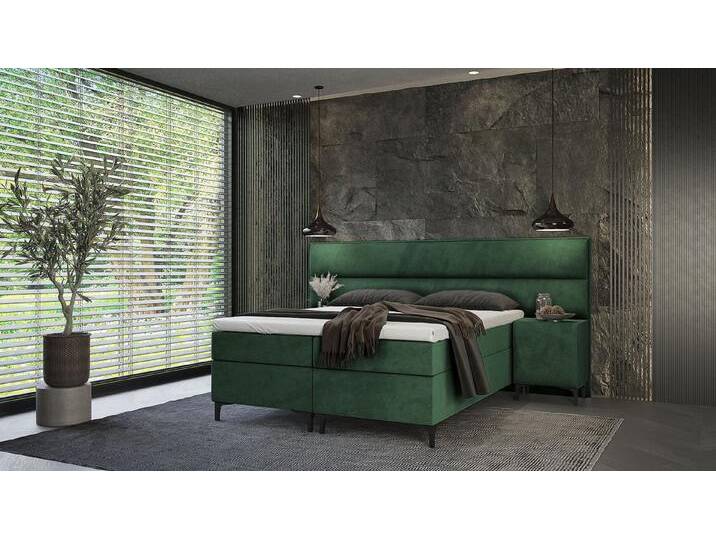 Best for Home Boxspringbett Tito Bonellfederkern Bett – inkl. 2 Nachttische & T-30 Topper, Boxspringbett mit Bettkasten, grün, OhneKopfteil, OhneTopper (100 kg) von OTTO