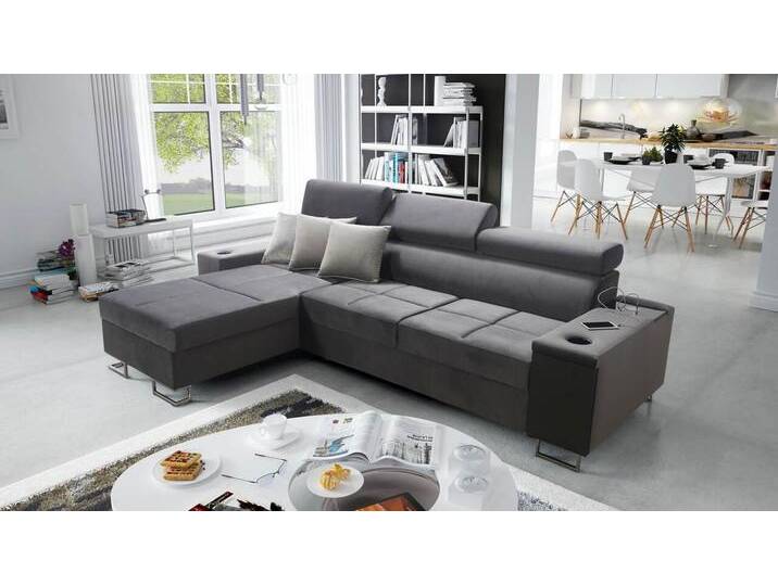Best for Home Ecksofa Anita I Mini Luxus und Elegantes mit Schlaffunktion, hat einen Öffnungsbügel, eine Steckdose und einen USB-Anschluss, grau von OTTO
