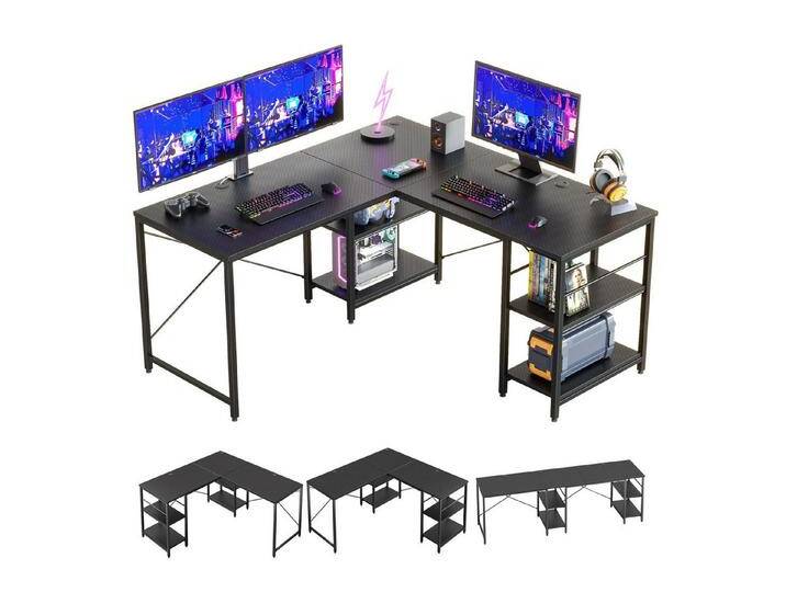 Bestier Gamingtisch Computertisch, 151cm×151cm Gaming Schreibtisch (1 Tisch), Schreibtisch L-Form Computerarbeitsplatz mit 3 Kabellöchern, schwarz von OTTO
