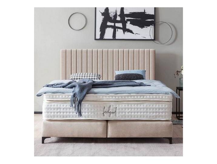 BettCo Boxspringbett Paris (in Beige Webstoff), Pfeifensteppung, Metallfüße, beige, Mit Naturlatex Topper 7 cm, Beige von OTTO