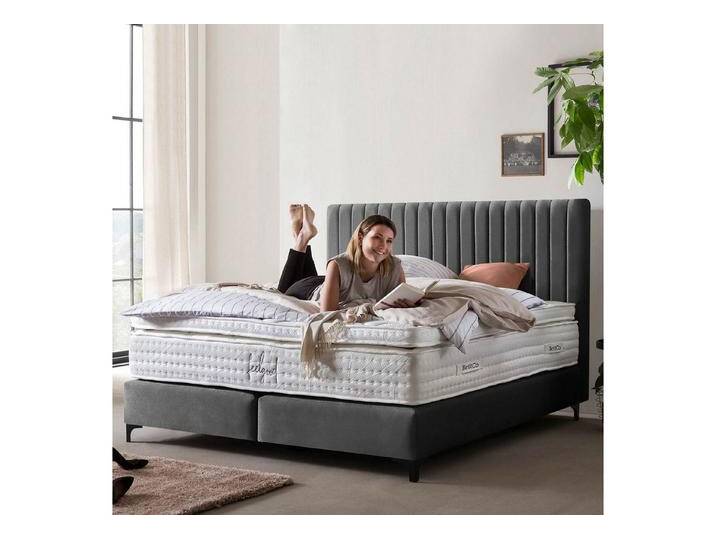 BettCo Boxspringbett Paris (in Dunkelgrau Samt, 180 x 200 cm), Pfeifensteppung, Metallfüße, grau, Ohne Topper, Dunkelgrau von OTTO