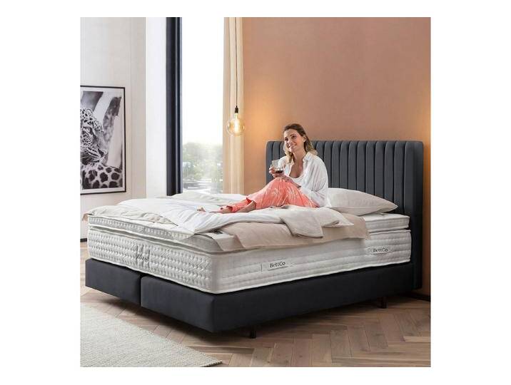 BettCo Boxspringbett Paris (in Schwarz Velours, 160 x 200 cm), Pfeifensteppung, Schwebeoptik, schwarz, Ohne Topper, Schwarz von OTTO