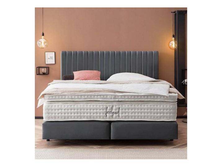 BettCo Boxspringbett Paris (in Taupe Velours, 180 x 200 cm), Pfeifensteppung, Schwebeoptik, braun, Mit Naturlatex Topper 7 cm, Taupe von OTTO