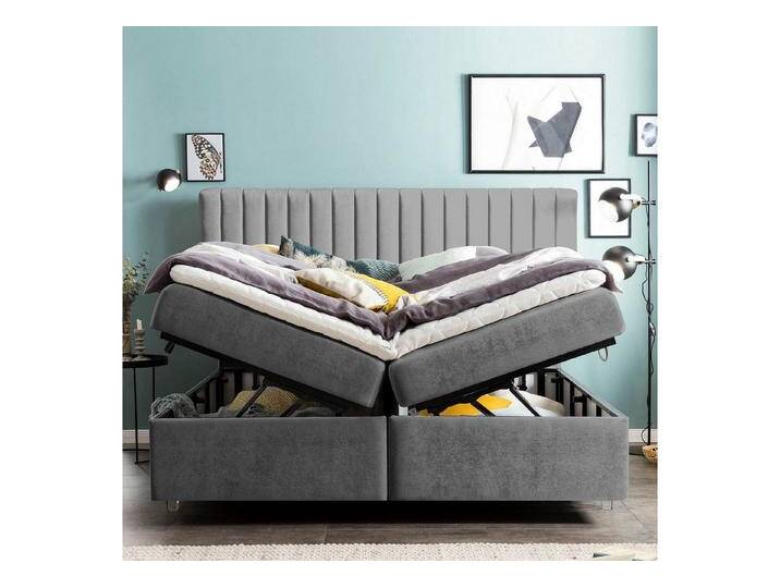 BettCo Stauraumbett Boxspringbett mit Bettkasten Paris (in Dunkelgrau Samt, 200 x 200 cm), XXL Bettkasten, Acryl-Füße, grau von OTTO