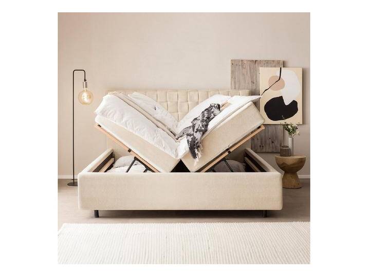 BettCo Stauraumbett Polsterbett mit Bettkasten Barcelo (in Creme Teddystoff, 180 x 200 cm), Lattenrost, Runde Metallfüße, beige, ohne Matratze, Creme von OTTO