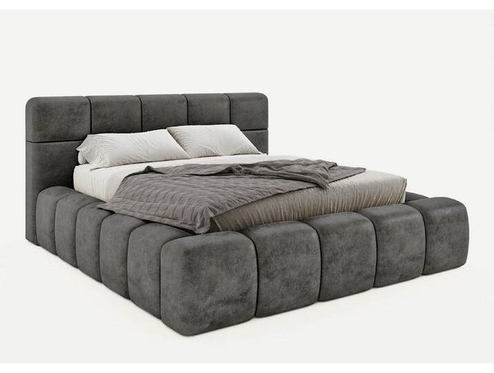 BettCo Stauraumbett Polsterbett mit Bettkasten Bristol (in Velours Dunkelgrau, 120 x 200 cm), mit Lattenrost, grau, Mit Feelgood-Matratze, Dunkelgrau von OTTO