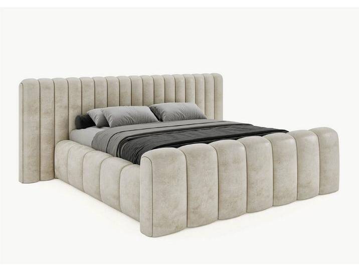 BettCo Stauraumbett Polsterbett mit Bettkasten Derby (in Altweiß Velours, 120 x 200 cm), mit Lattenrost, beige, Mit Feelgood-Matratze, Altweiß von OTTO