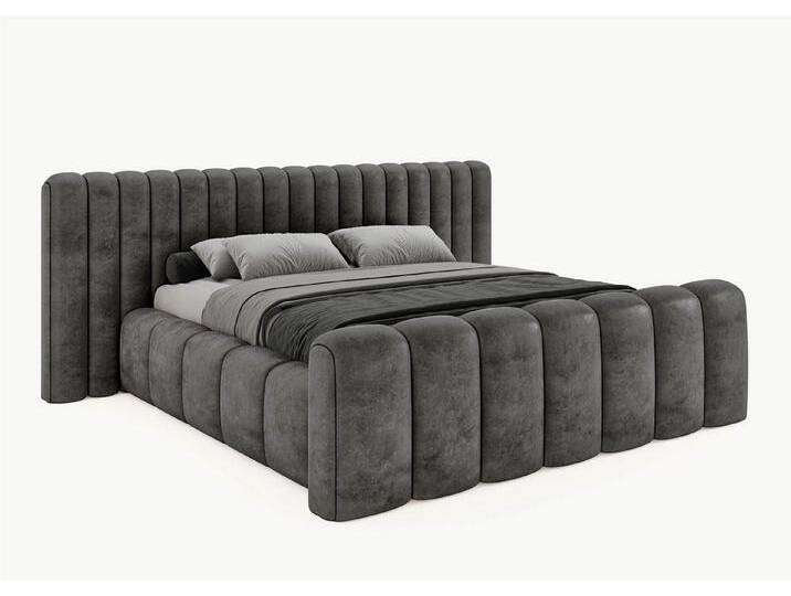 BettCo Stauraumbett Polsterbett mit Bettkasten Derby (in Dunkelgrau Velours, 120 x 200 cm), mit Lattenrost, grau, Mit Feelgood-Matratze, Dunkelgrau von OTTO
