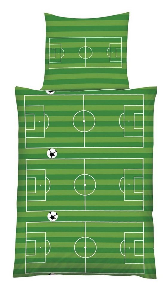 Bettwäsche FUßBALLFELD, Bettwäsche, Grün, 135 x 200 cm, Polyester von OTTO