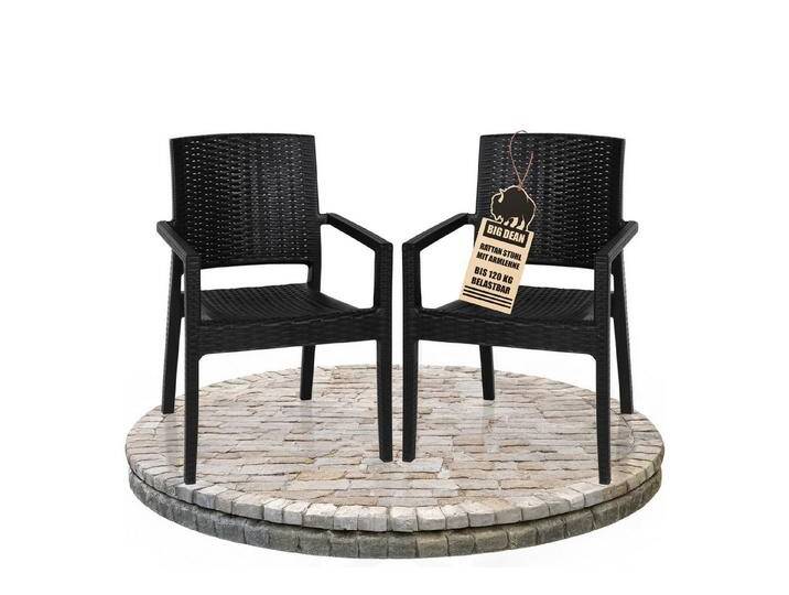 BigDean Gartenstuhl 2er Set Gartenstuhl mit Armlehne stapelbar Rattan-Optik Gartenstühle (2 St), schwarz, 2 St. von OTTO