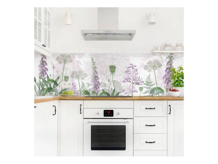 Bilderdepot24 Küchenrückwand lila Blumen Natur Fingerhut in zarter Blumenwiese, (1-tlg., Nischenrückwand - für Fliesenspiegel ohne Bohren - matt), Spritzschutz Rückwand Küche Herd - Folie selbstklebend versch. Größen, grün von OTTO
