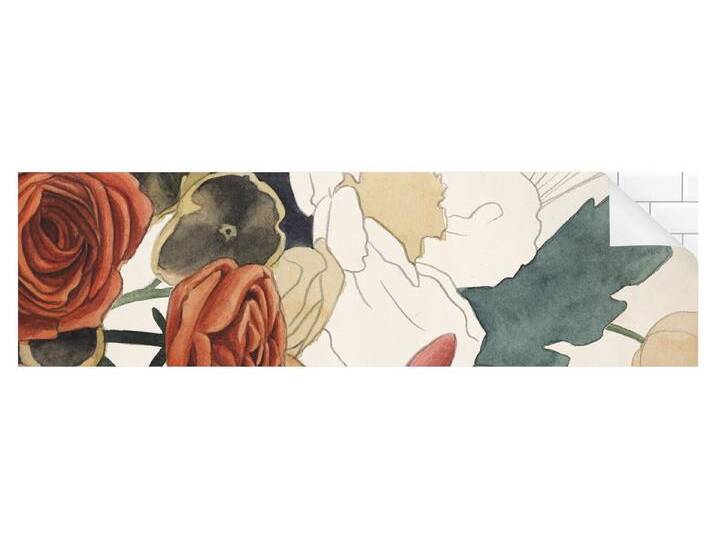 Bilderdepot24 Küchenrückwand rot dekor Aquarell Blumen Kunst Zeichnung Blumen Rot und Sepia II, (1-tlg., Nischenrückwand - für Fliesenspiegel ohne Bohren - matt), Spritzschutz Rückwand Küche Herd - Folie selbstklebend versch. Größen, rot von OTTO