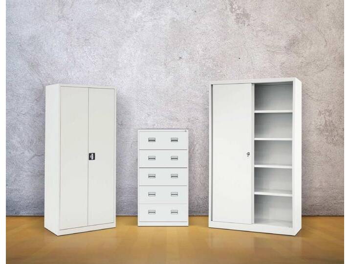 Bisley Aktenschrank Schiebetürenschrank Eco Stahl 3 Fachböden 4 OH verkehrsweiß, weiß von OTTO