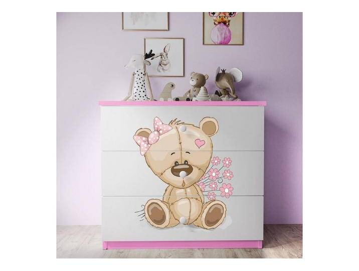 Bjird Kommode Babydream (mit 3 Schubladen), verschiedene Farben und Motive, rosa, Teddybär mit Blumen, Rosa von OTTO