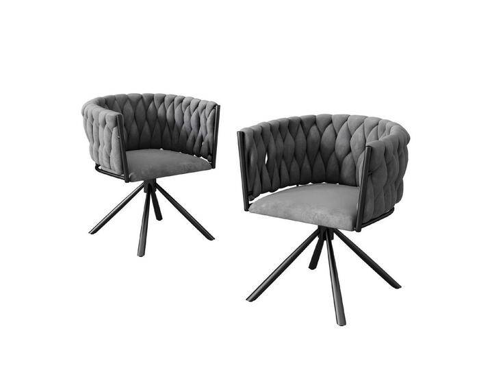 BlingBin 4-Fußstuhl Samt-Esszimmerstuhl, Luxus Wohnzimmer Schlafzimmer Drehstuhl (1 Set, 2 St), Freizeit-Drehstuhl mit vier Stützbeinen aus Metall, grau von OTTO
