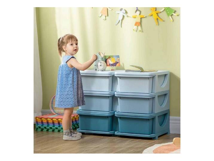 BlingBin Aufbewahrungsbox Schubladenschrank für Kinder Spielzeug-Organizer Spielzeugkiste (1er Set, 1 St., 75 x 37 x 56,5 cm), drei Ebene für Kinderzimmer 3-6 Jahre Kindermöbel von OTTO