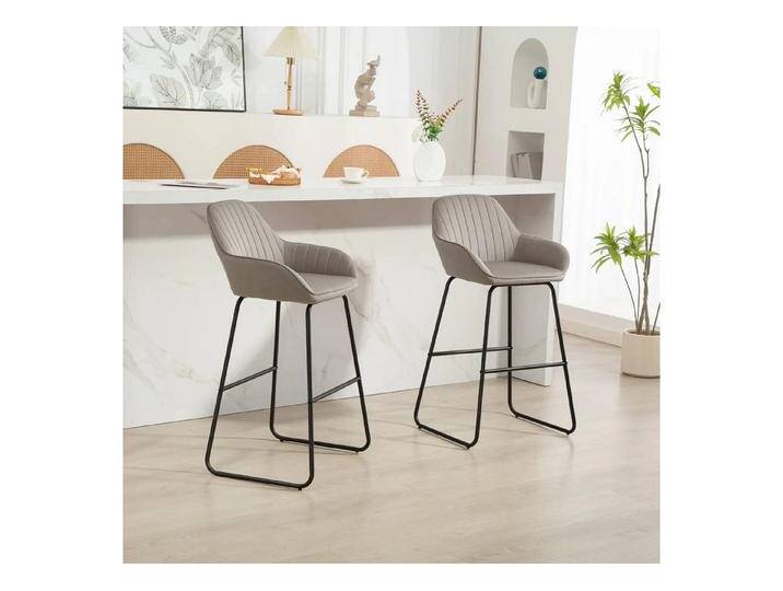 BlingBin Barhocker 2er-Set Barstühle Polsterhocker (2 St., mit Metallbeinen,Stoffbezug und Schaumstoffpolsterung), 50,5x53 x96cm,Grau, grau von OTTO